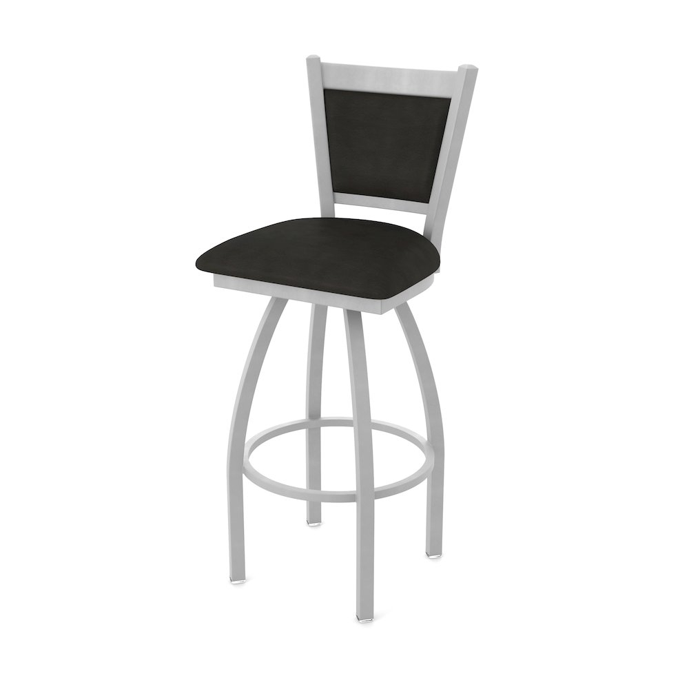 Swivel Bar Stool with Anodized Nickel Finish and Canter Espresso Seat and Back. Picture 1