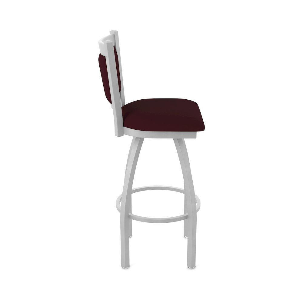 Swivel Bar Stool with Anodized Nickel Finish and Canter Bordeaux Seat and Back. Picture 4