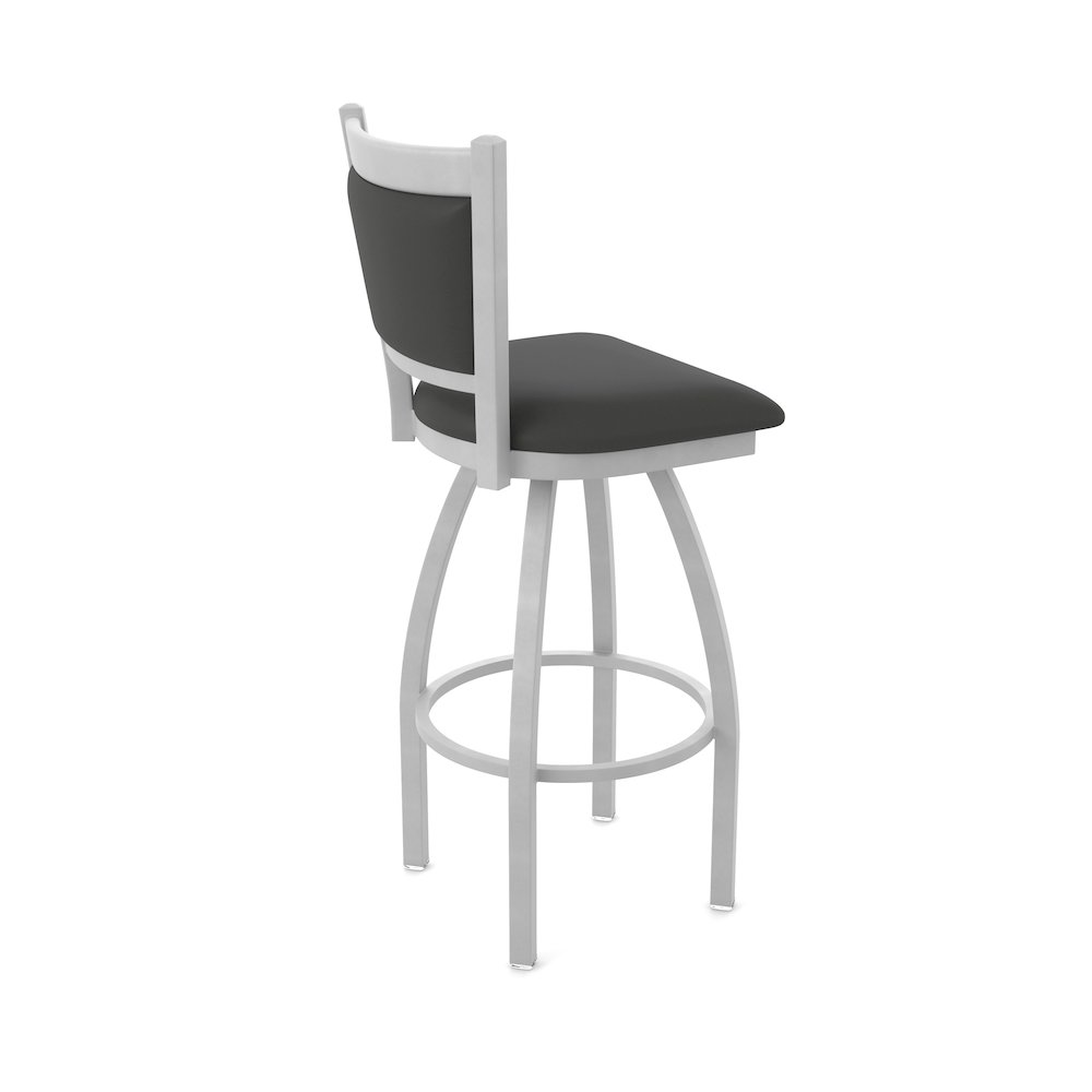 Swivel Bar Stool with Anodized Nickel Finish and Canter Iron Seat and Back. Picture 2