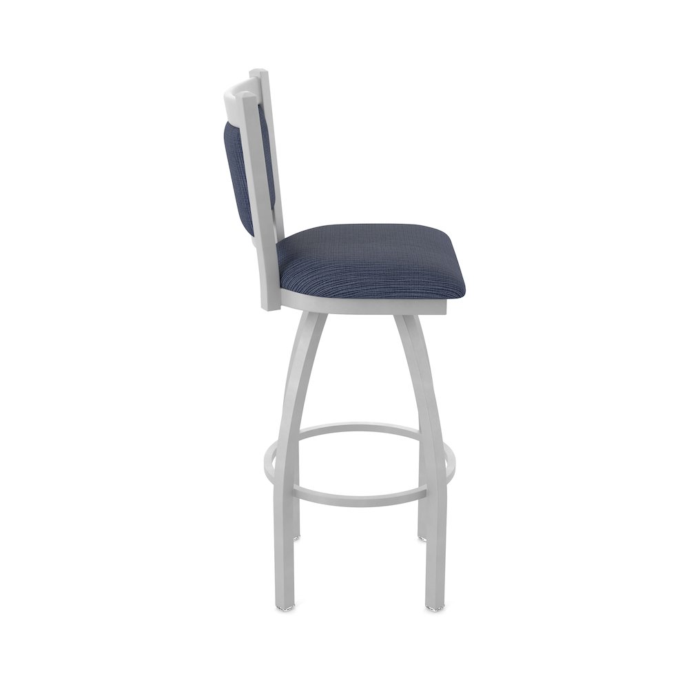 Swivel Bar Stool with Anodized Nickel Finish and Graph Anchor Seat and Back. Picture 4