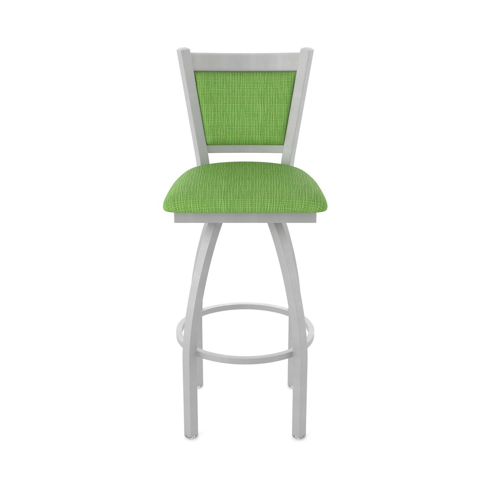 Swivel Bar Stool with Anodized Nickel Finish and Graph Parrot Seat and Back. Picture 5