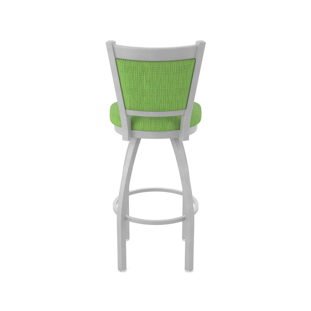 Swivel Bar Stool with Anodized Nickel Finish and Graph Parrot Seat and Back. Picture 6