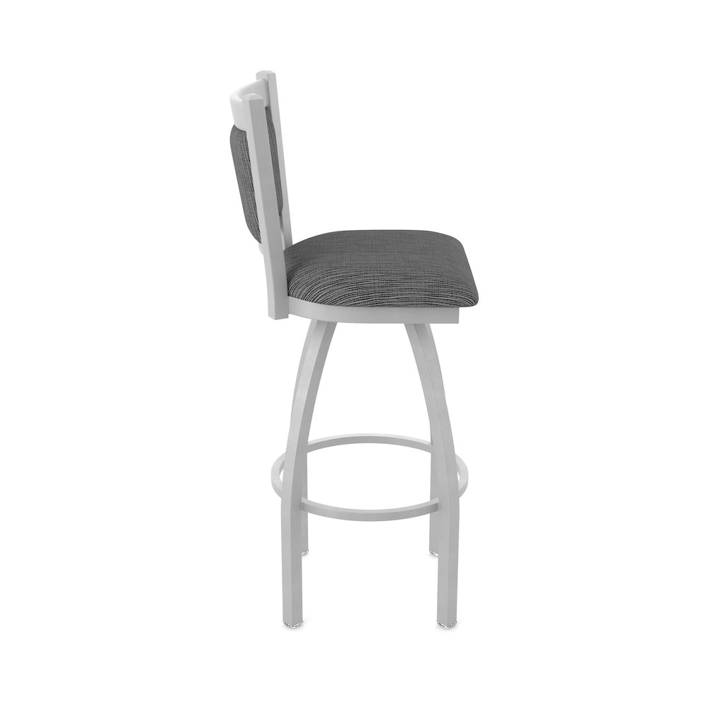 Swivel Bar Stool with Anodized Nickel Finish and Graph Coal Seat and Back. Picture 4