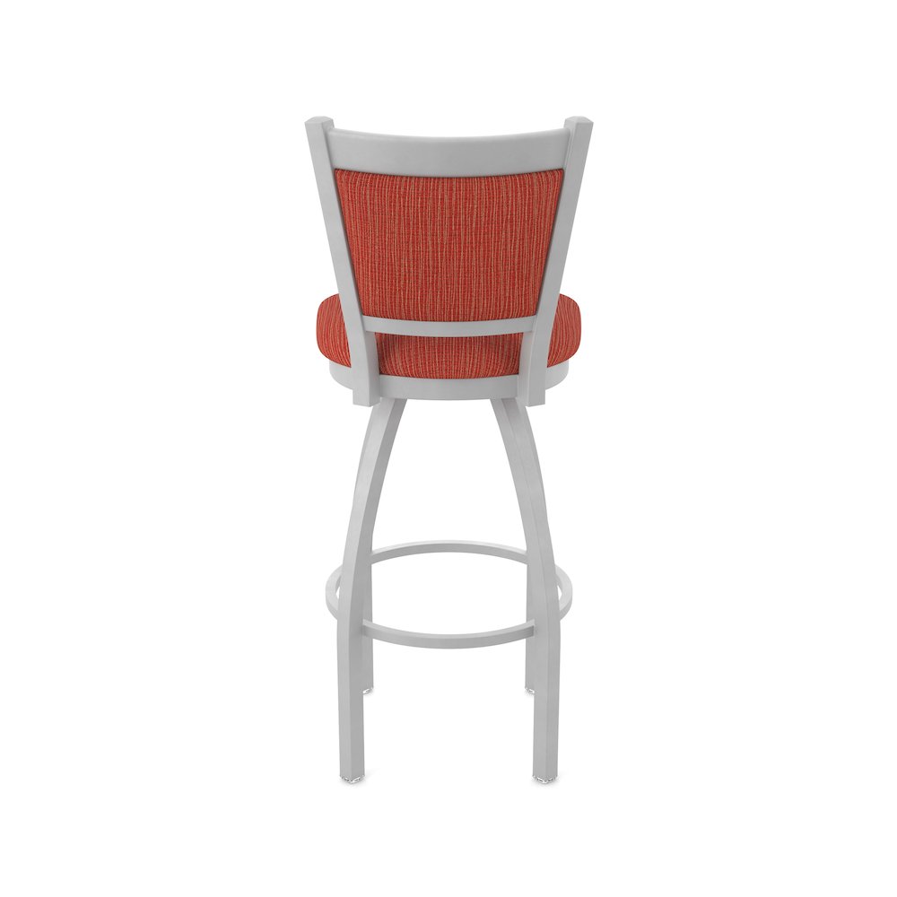 Swivel Bar Stool with Anodized Nickel Finish and Graph Poppy Seat and Back. Picture 6