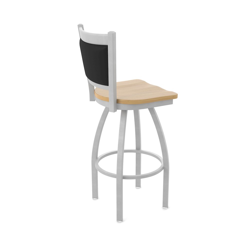 Swivel Bar Stool with Anodized Nickel Finish and Natural Maple Seat. Picture 2