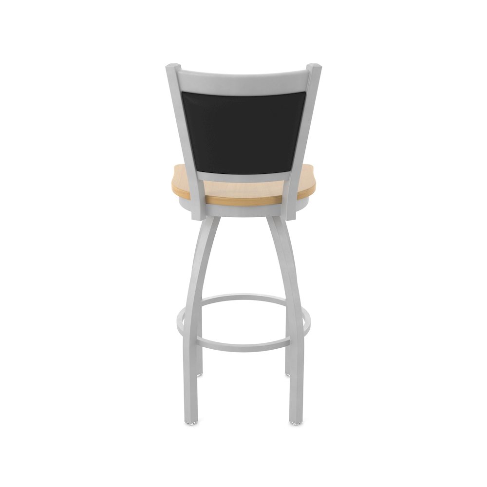 Swivel Bar Stool with Anodized Nickel Finish and Natural Maple Seat. Picture 6