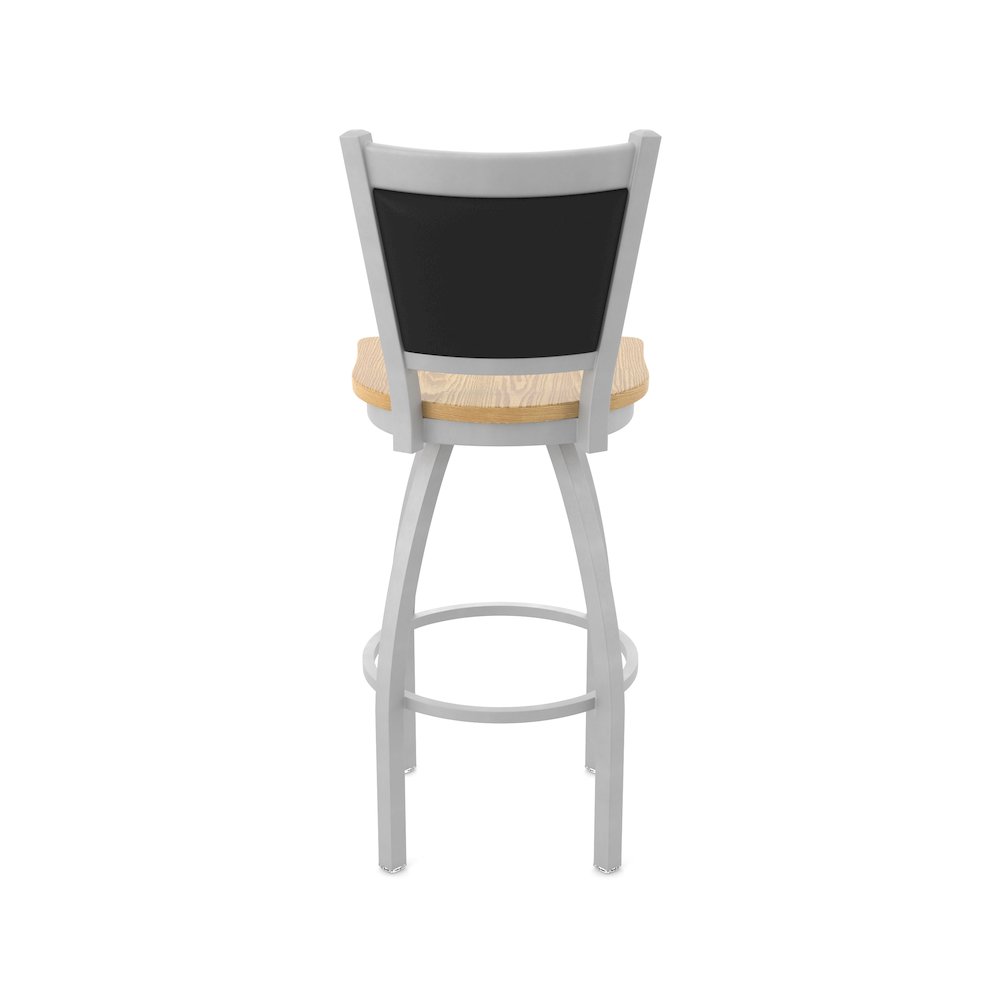 Swivel Bar Stool with Anodized Nickel Finish and Natural Oak Seat. Picture 6