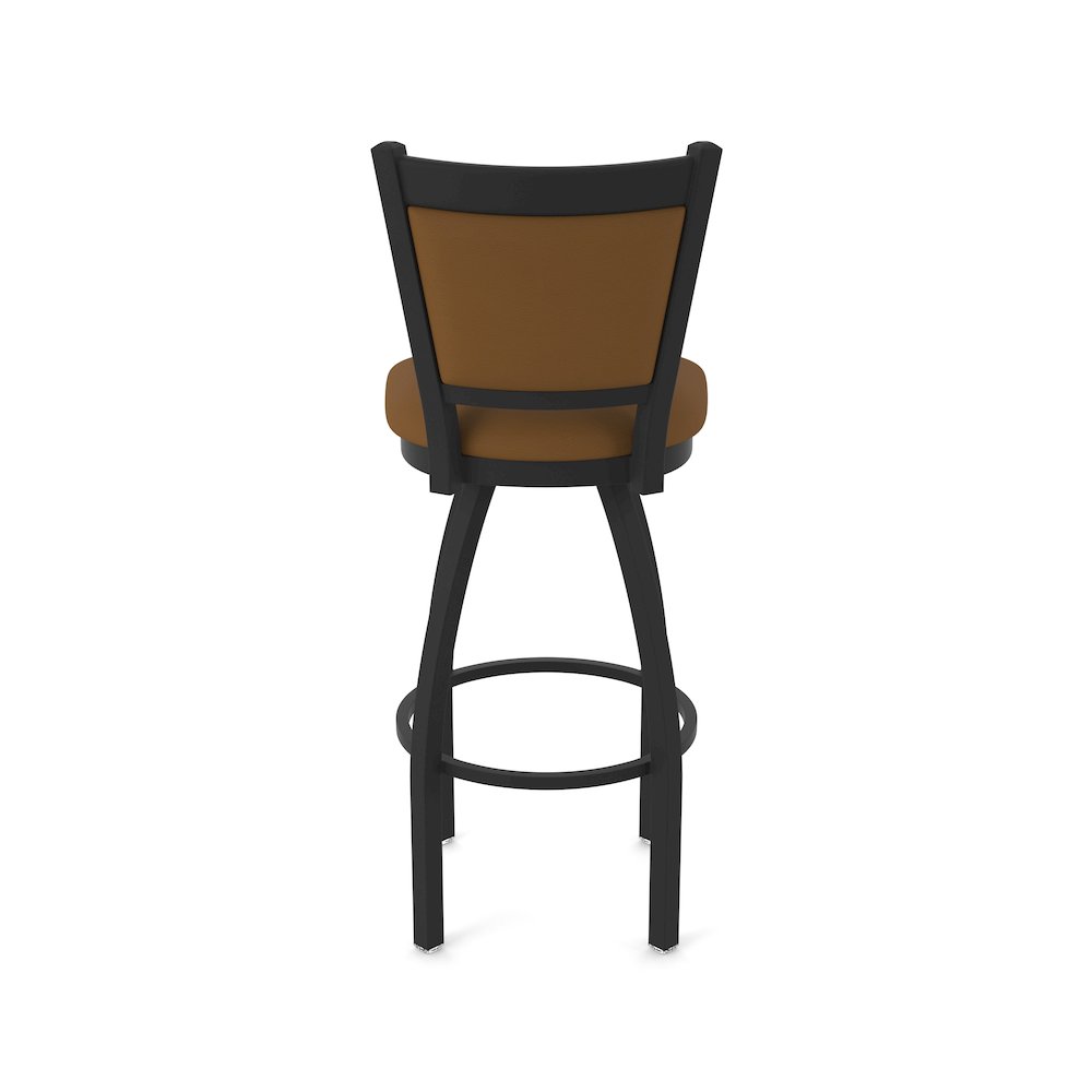 Swivel Bar Stool with Black Wrinkle Finish and Canter Thatch Seat and Back. Picture 6