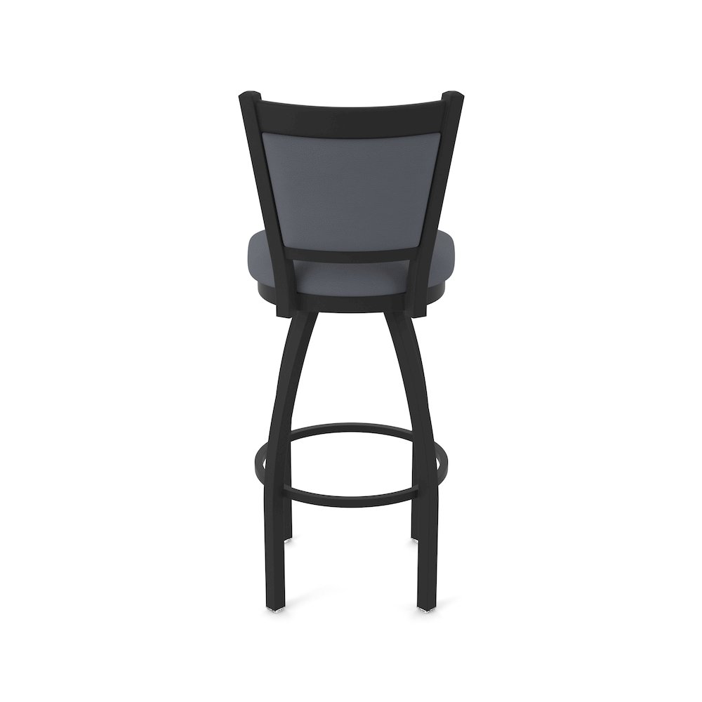 Swivel Bar Stool with Black Wrinkle Finish and Canter Storm Seat and Back. Picture 6