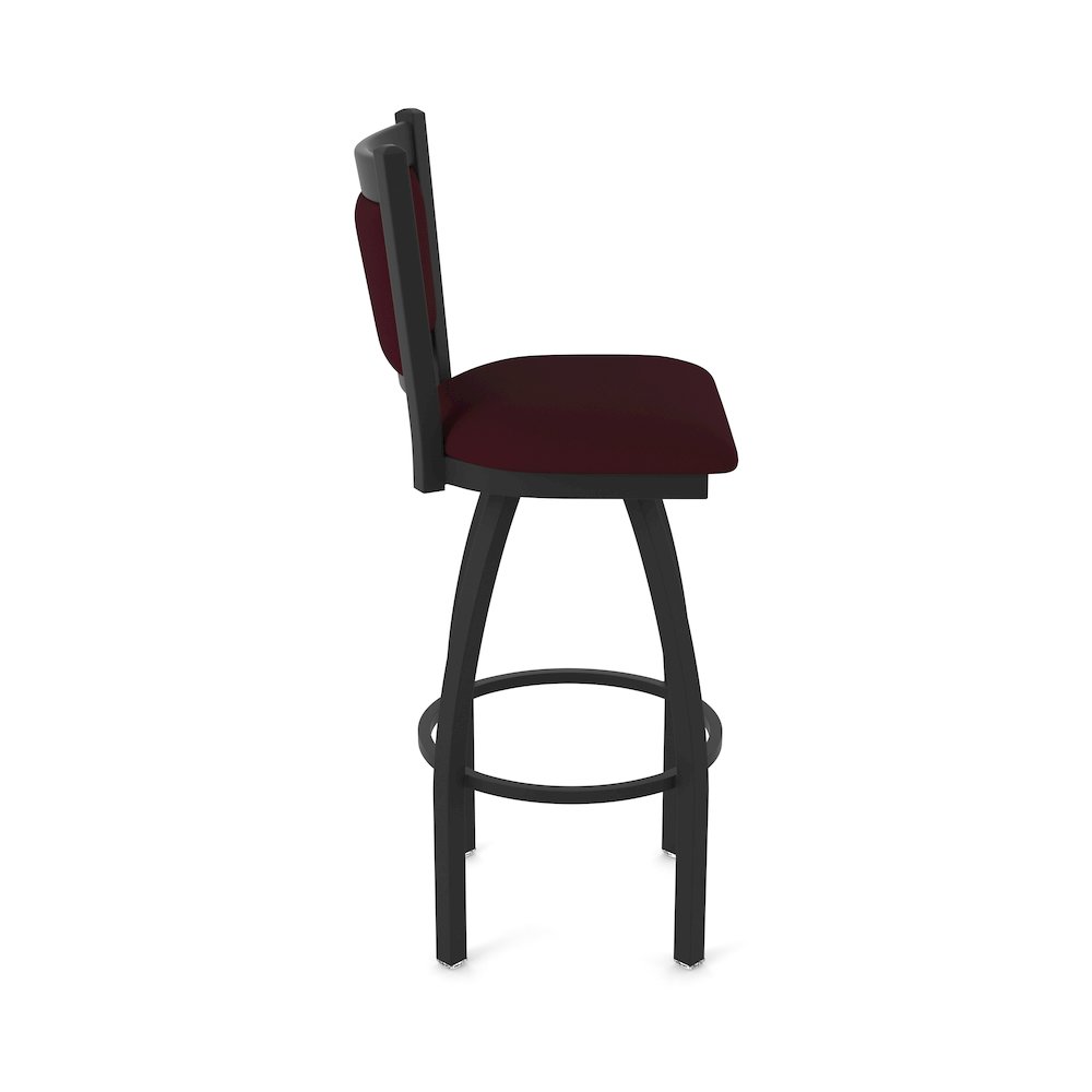 Swivel Bar Stool with Black Wrinkle Finish and Canter Bordeaux Seat and Back. Picture 4