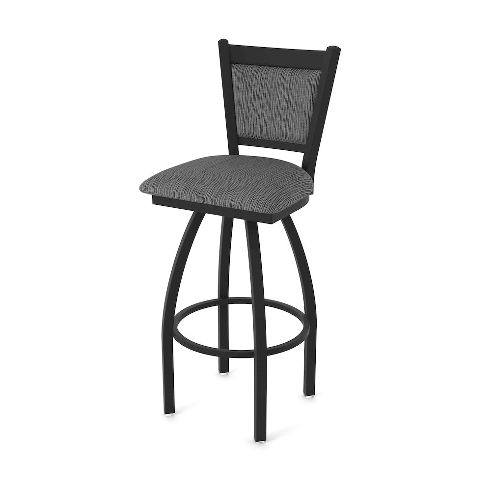 Swivel Bar Stool with Black Wrinkle Finish and Graph Coal Seat and Back. Picture 1