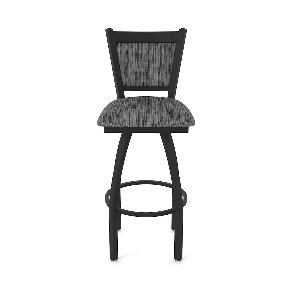 Swivel Bar Stool with Black Wrinkle Finish and Graph Coal Seat and Back. Picture 5