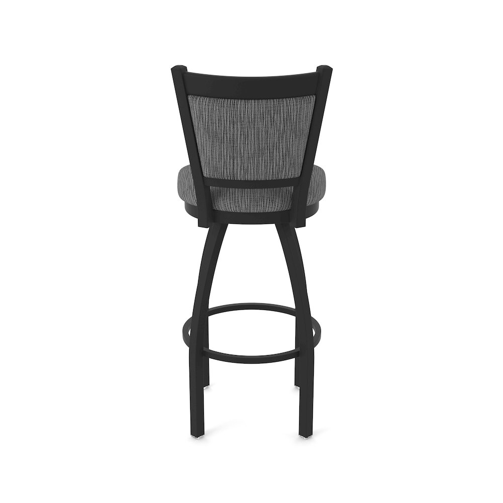 Swivel Bar Stool with Black Wrinkle Finish and Graph Coal Seat and Back. Picture 6
