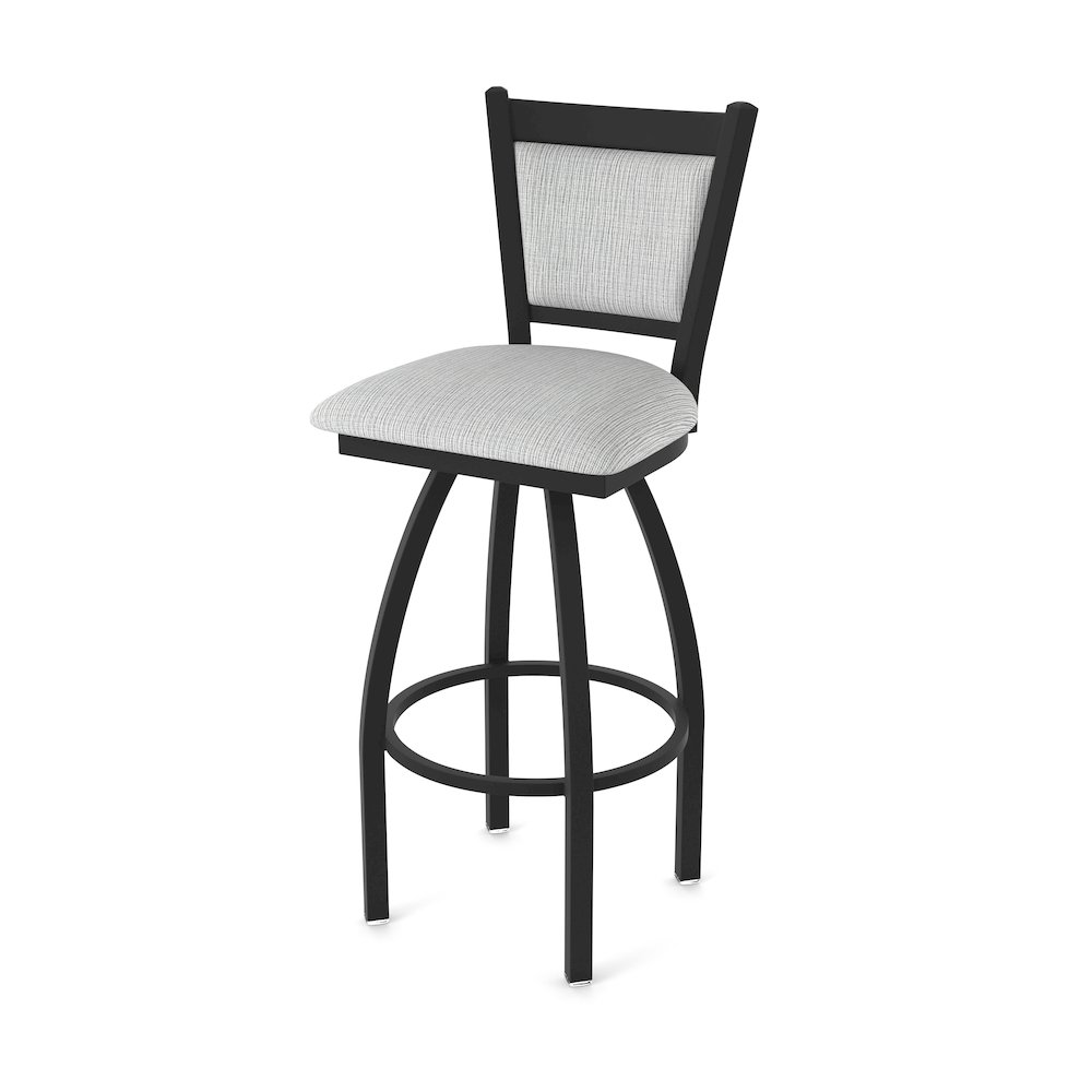 Swivel Bar Stool with Black Wrinkle Finish and Graph Alpine Seat and Back. Picture 1