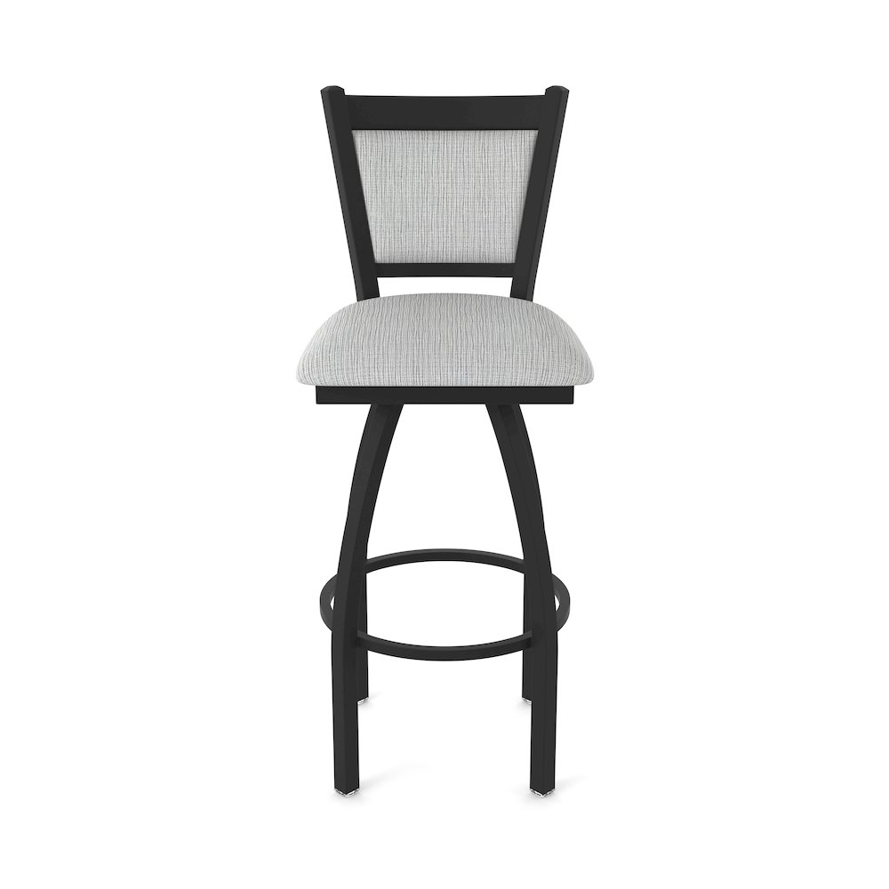 Swivel Bar Stool with Black Wrinkle Finish and Graph Alpine Seat and Back. Picture 5