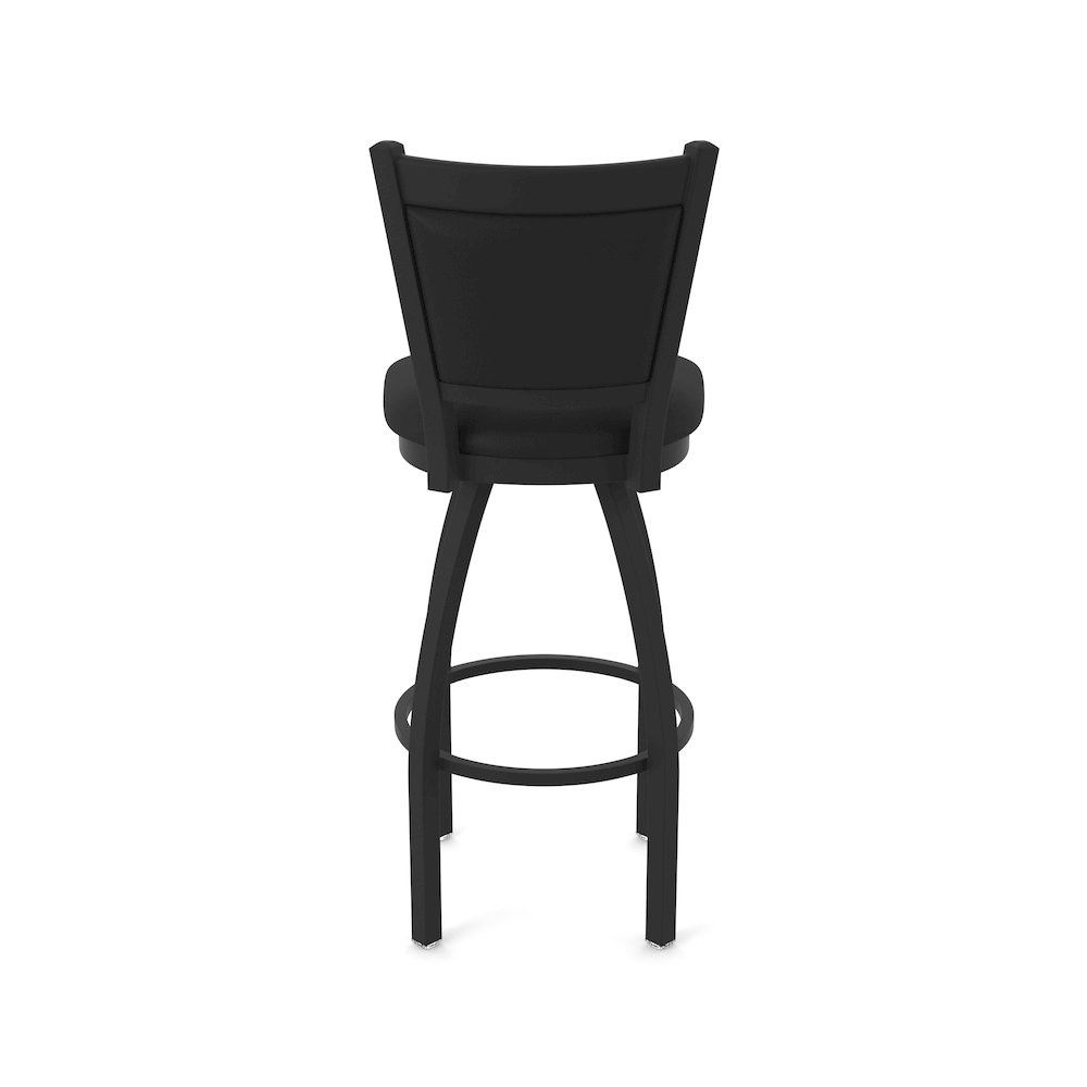 Swivel Bar Stool with Black Wrinkle Finish and Black Vinyl Seat and Back. Picture 6