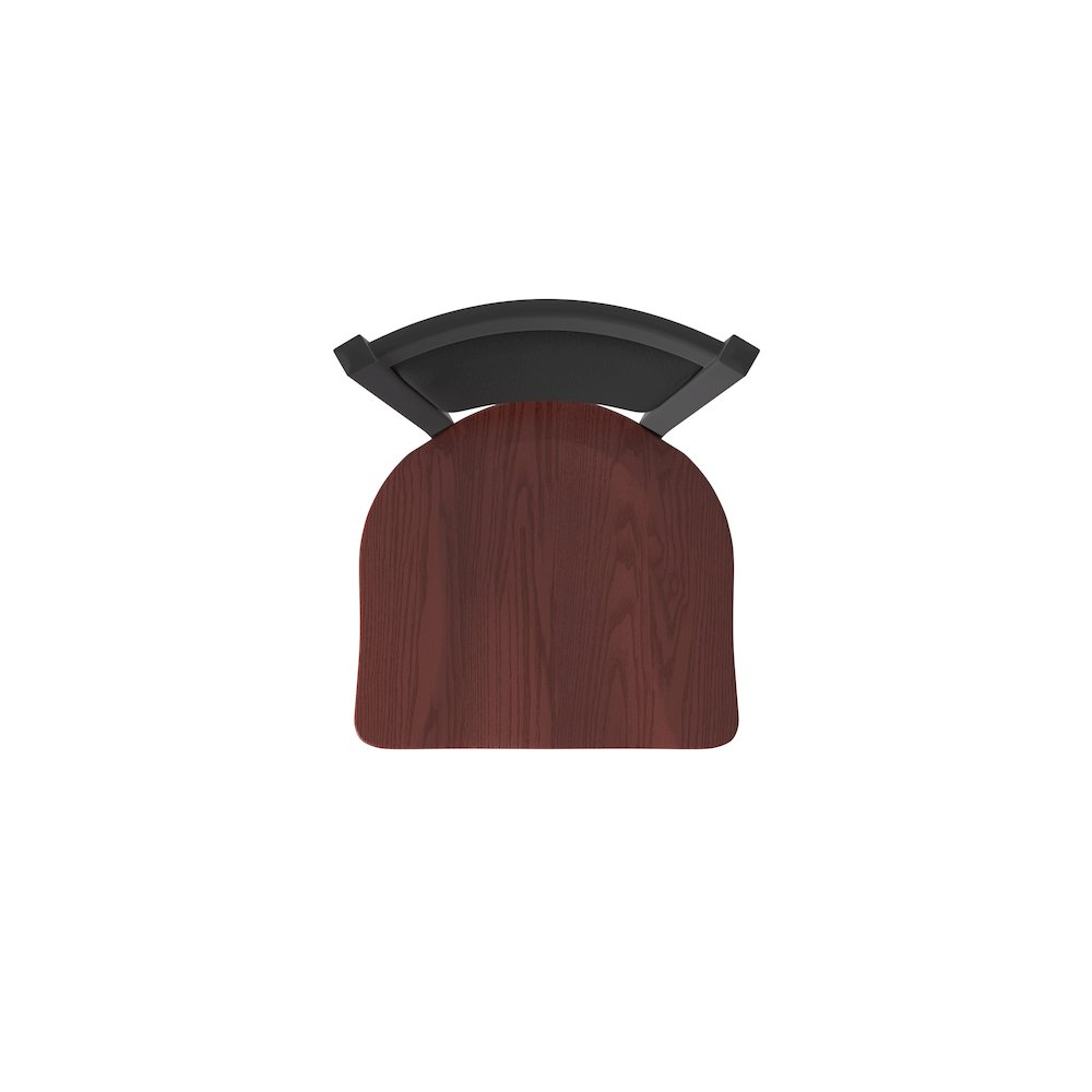 Swivel Bar Stool with Black Wrinkle Finish and Dark Cherry Oak Seat. Picture 3