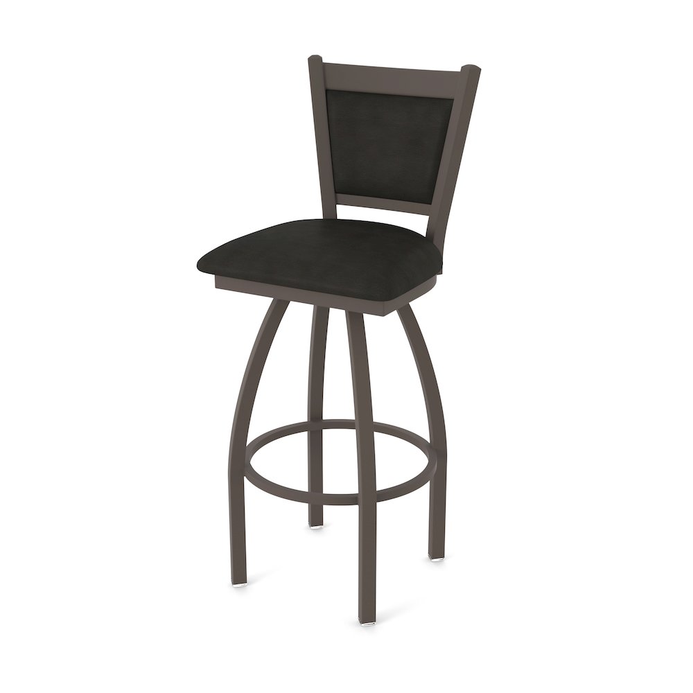 Swivel Bar Stool with Bronze Finish and Canter Espresso Seat and Back. Picture 1