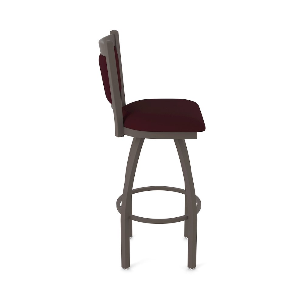 Swivel Bar Stool with Bronze Finish and Canter Bordeaux Seat and Back. Picture 4