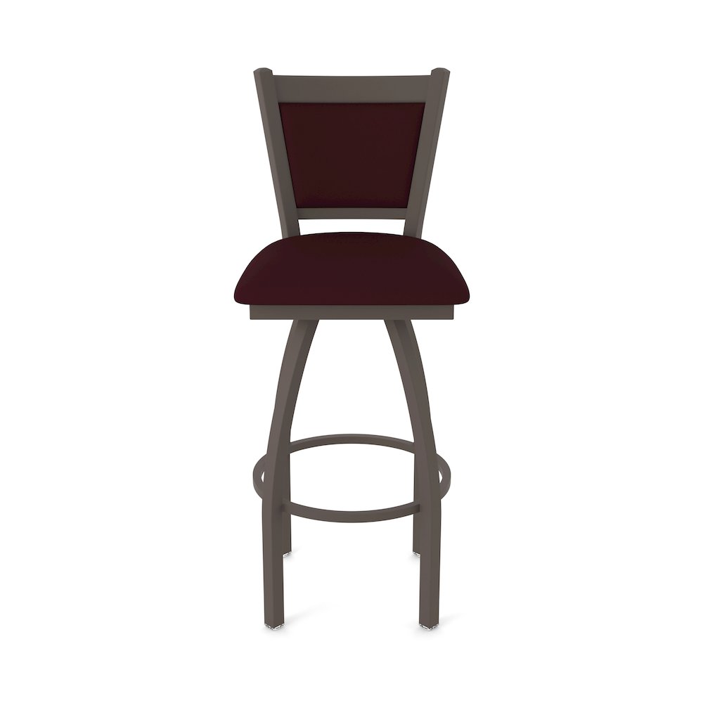 Swivel Bar Stool with Bronze Finish and Canter Bordeaux Seat and Back. Picture 5