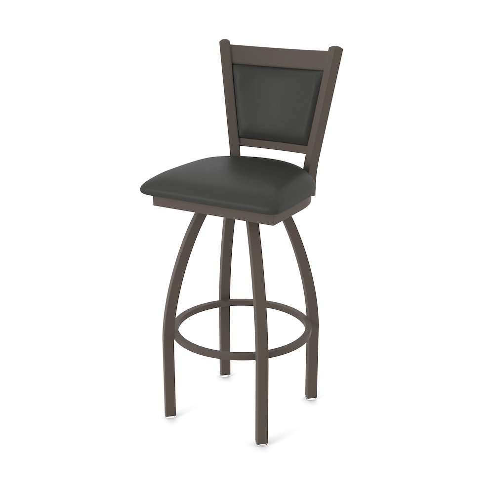 Swivel Bar Stool with Bronze Finish and Canter Iron Seat and Back. Picture 1