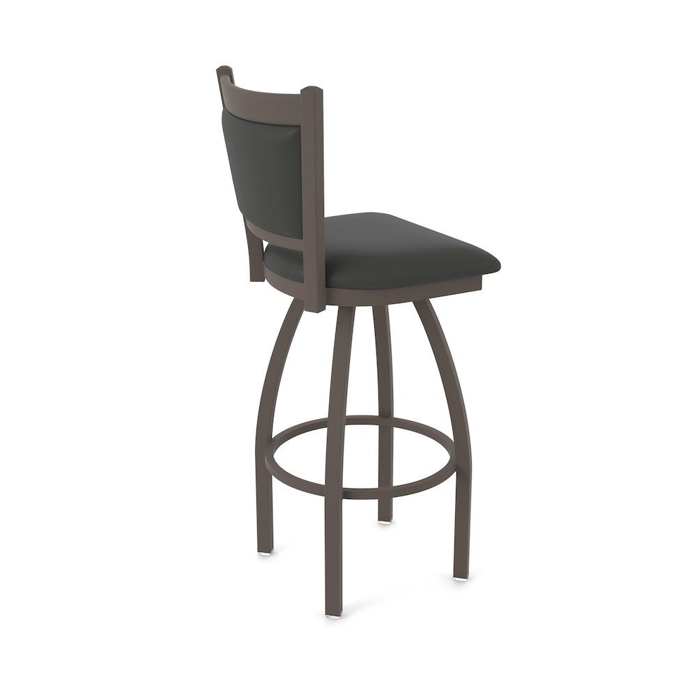 Swivel Bar Stool with Bronze Finish and Canter Iron Seat and Back. Picture 2