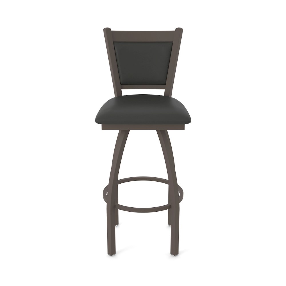 Swivel Bar Stool with Bronze Finish and Canter Iron Seat and Back. Picture 5