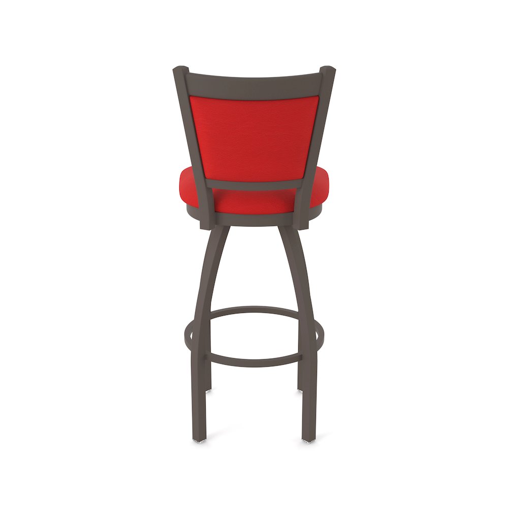 Swivel Bar Stool with Bronze Finish and Canter Red Seat and Back. Picture 6