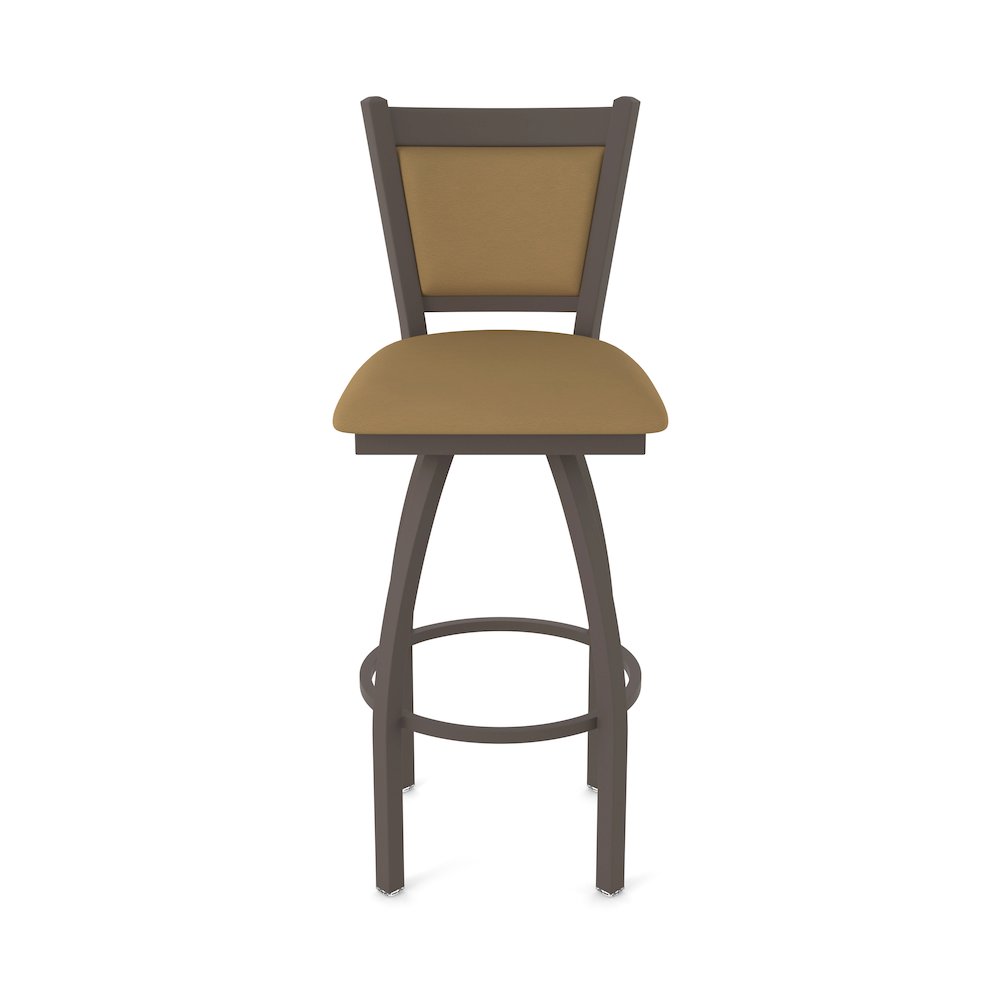 Swivel Bar Stool with Bronze Finish and Canter Saddle Seat and Back. Picture 5