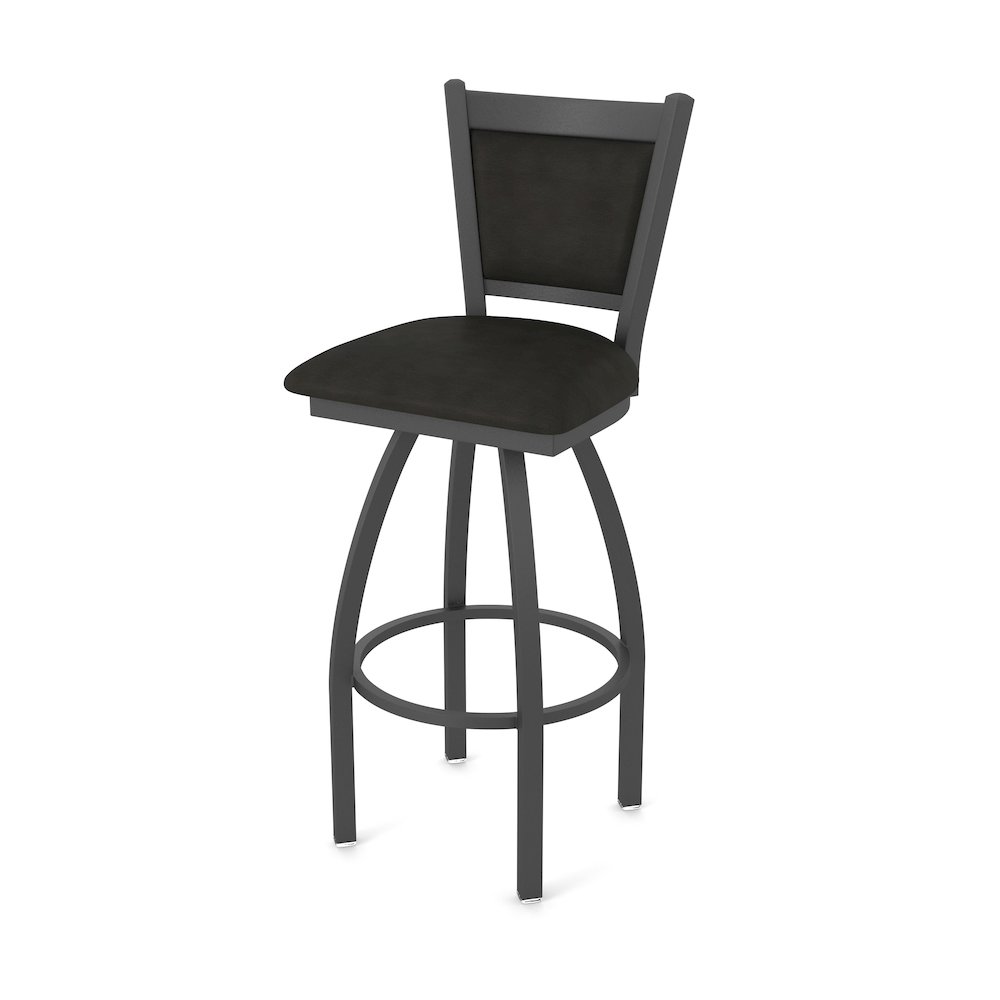 Swivel Bar Stool with Pewter Finish and Canter Espresso Seat and Back. Picture 1