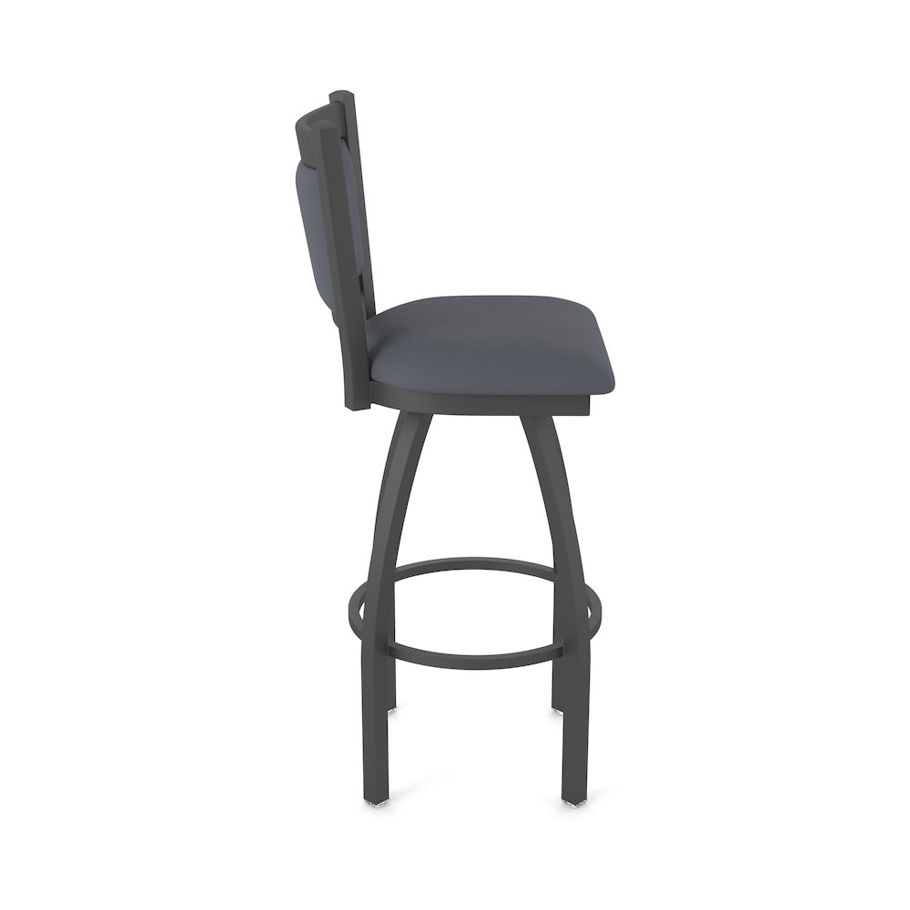Swivel Bar Stool with Pewter Finish and Canter Storm Seat and Back. Picture 4