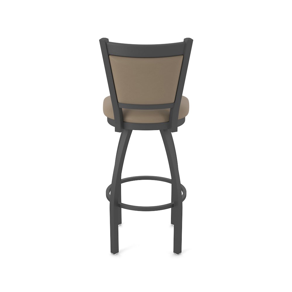 Swivel Bar Stool with Pewter Finish and Canter Earth Seat and Back. Picture 6