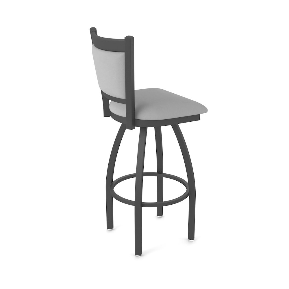 Swivel Bar Stool with Pewter Finish and Canter Folkstone Grey Seat and Back. Picture 2