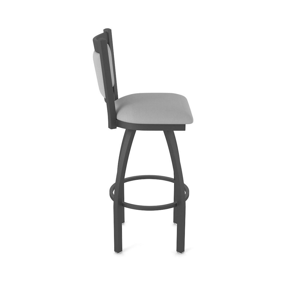 Swivel Bar Stool with Pewter Finish and Canter Folkstone Grey Seat and Back. Picture 4