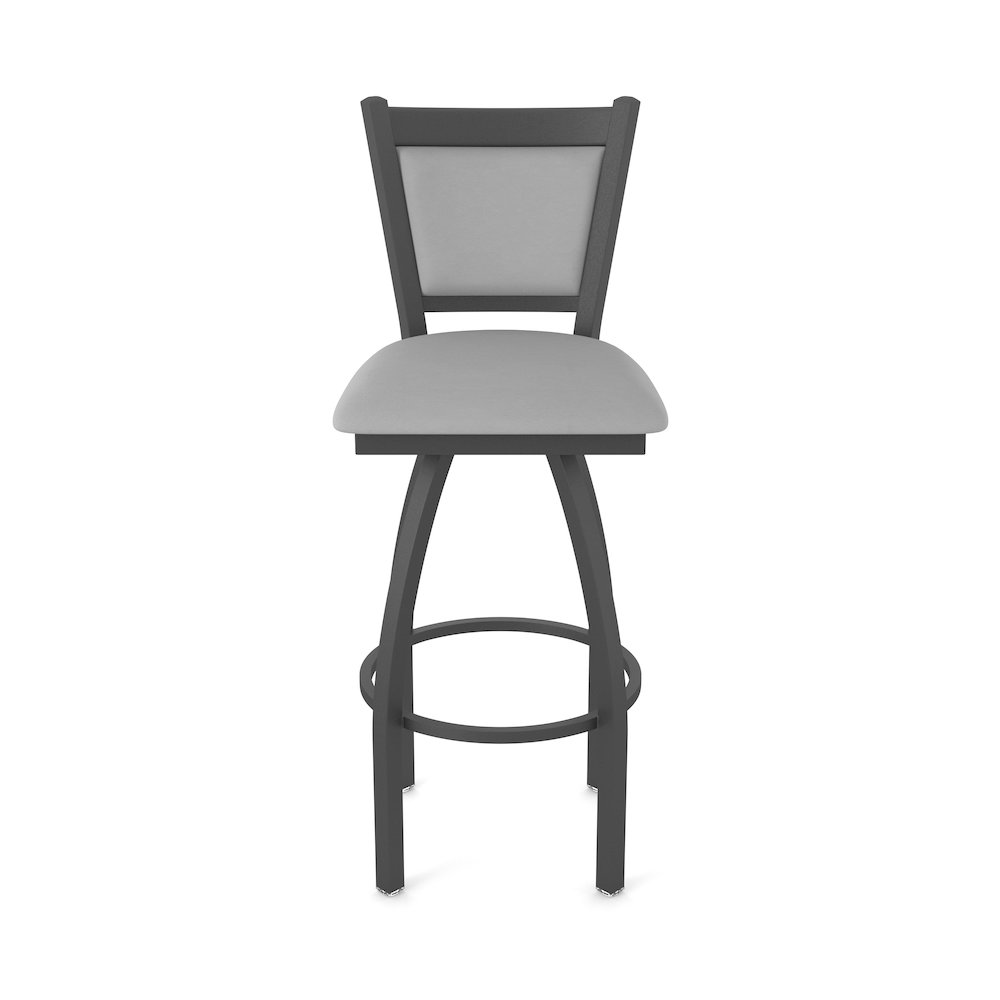 Swivel Bar Stool with Pewter Finish and Canter Folkstone Grey Seat and Back. Picture 5