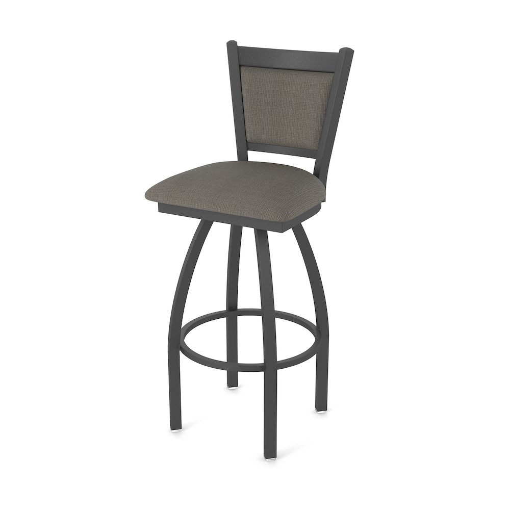 Swivel Bar Stool with Pewter Finish and Graph Chalice Seat and Back. Picture 1