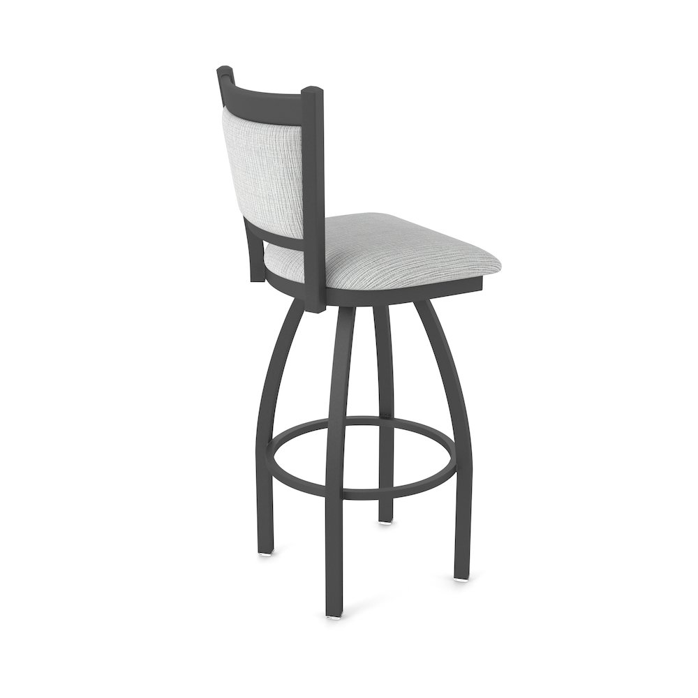 Swivel Bar Stool with Pewter Finish and Graph Alpine Seat and Back. Picture 2