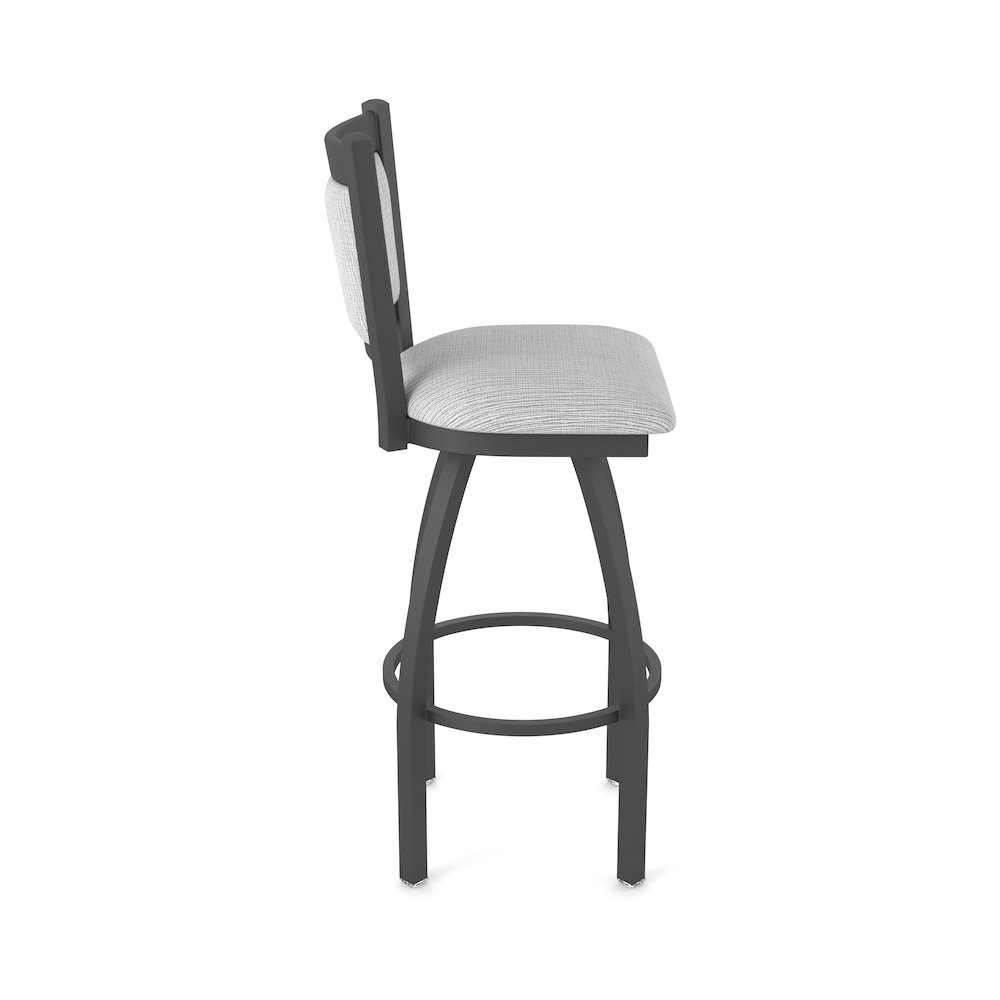 Swivel Bar Stool with Pewter Finish and Graph Alpine Seat and Back. Picture 4