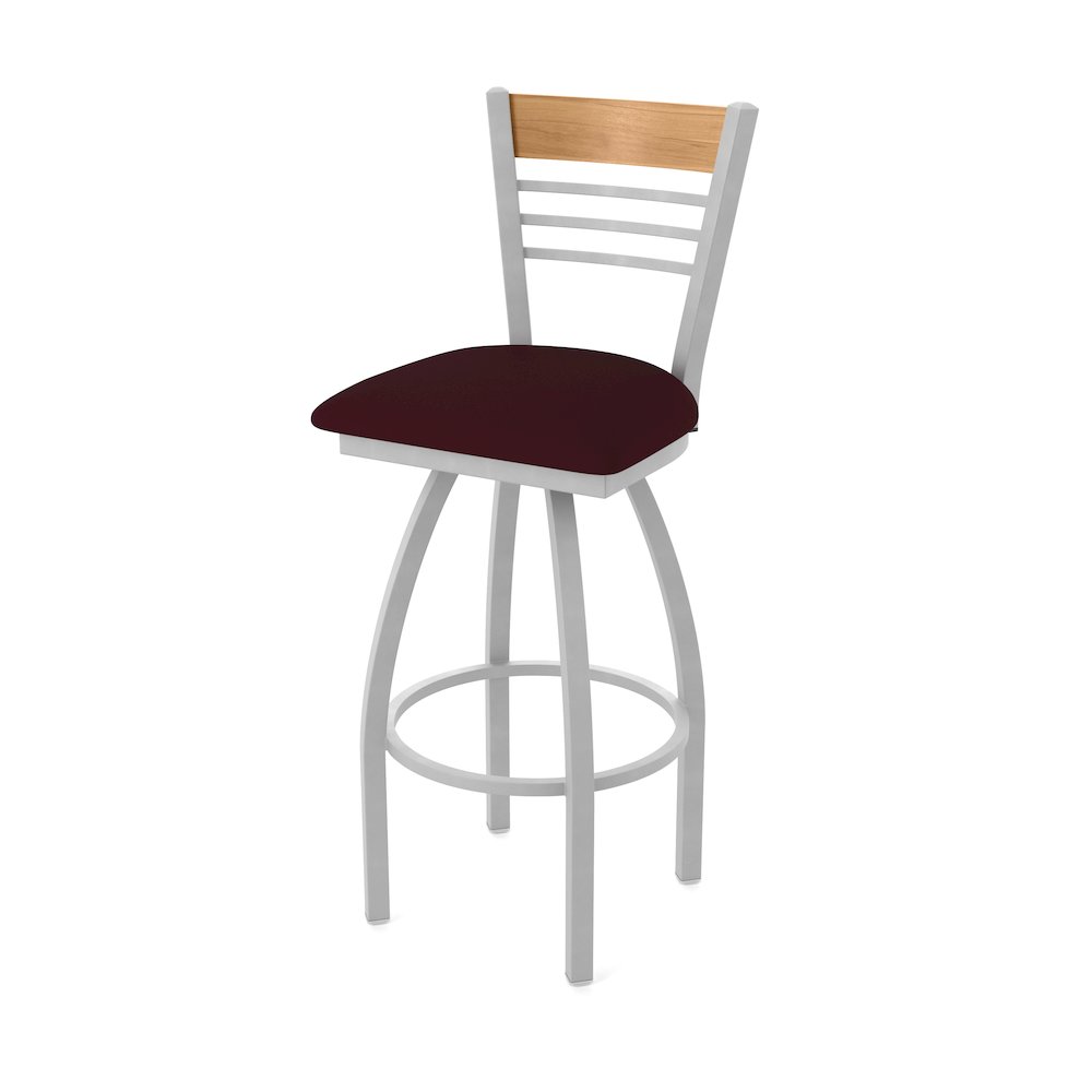 36" Swivel Extra Tall Bar Stool, Anodized Nickel Finish, Medium Back. Picture 1