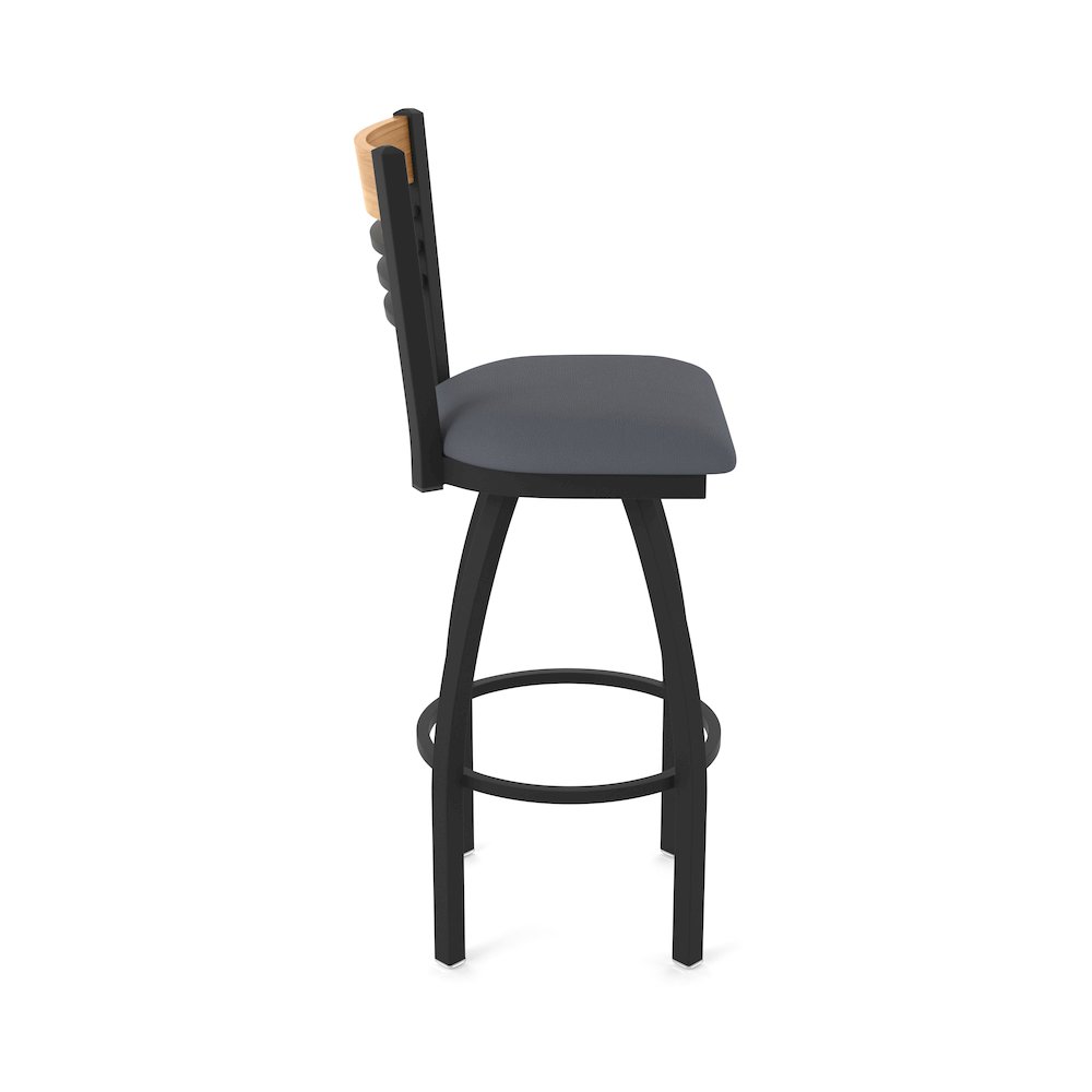36" Swivel Extra Tall Bar Stool, Black Wrinkle Finish, Medium Back. Picture 4