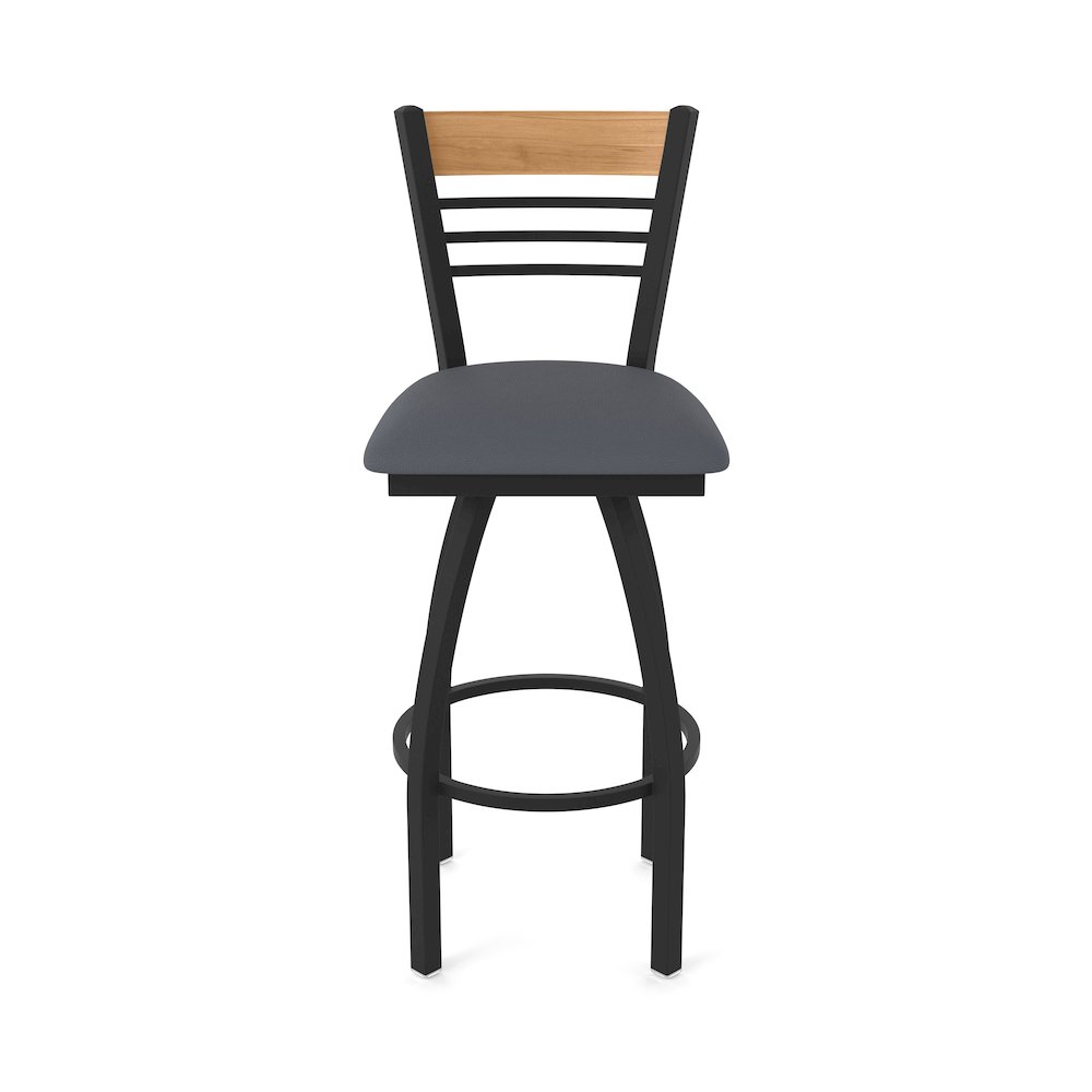 36" Swivel Extra Tall Bar Stool, Black Wrinkle Finish, Medium Back. Picture 5