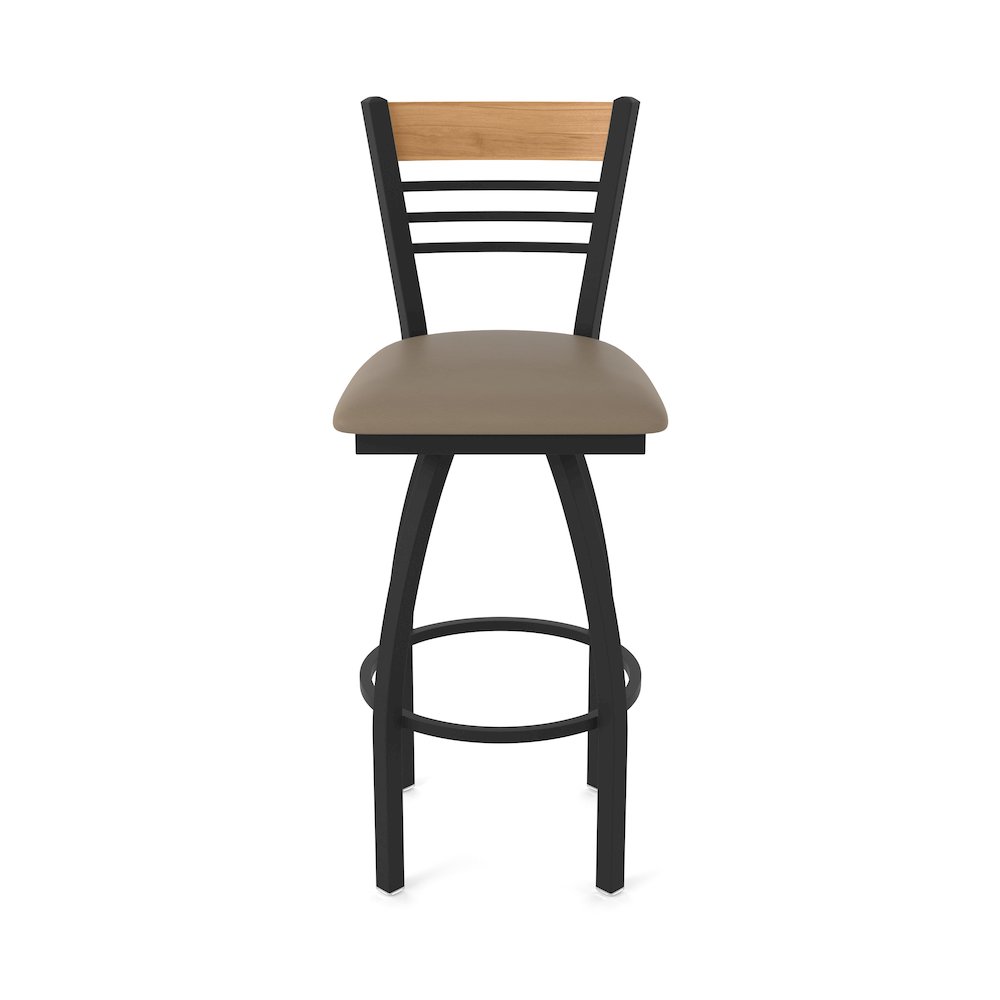 36" Swivel Extra Tall Bar Stool, Black Wrinkle Finish, Medium Back. Picture 5