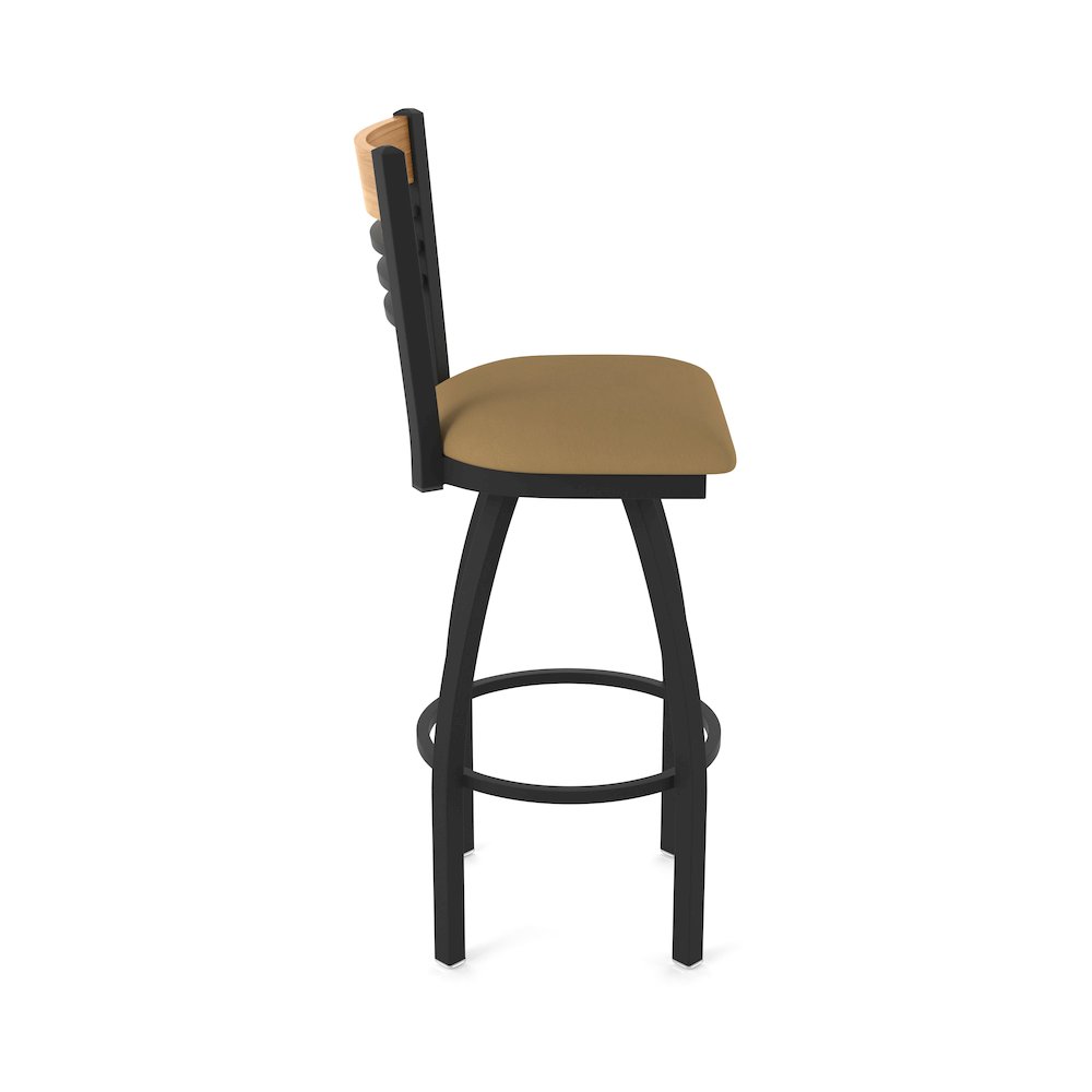 36" Swivel Extra Tall Bar Stool, Black Wrinkle Finish, Medium Back. Picture 4