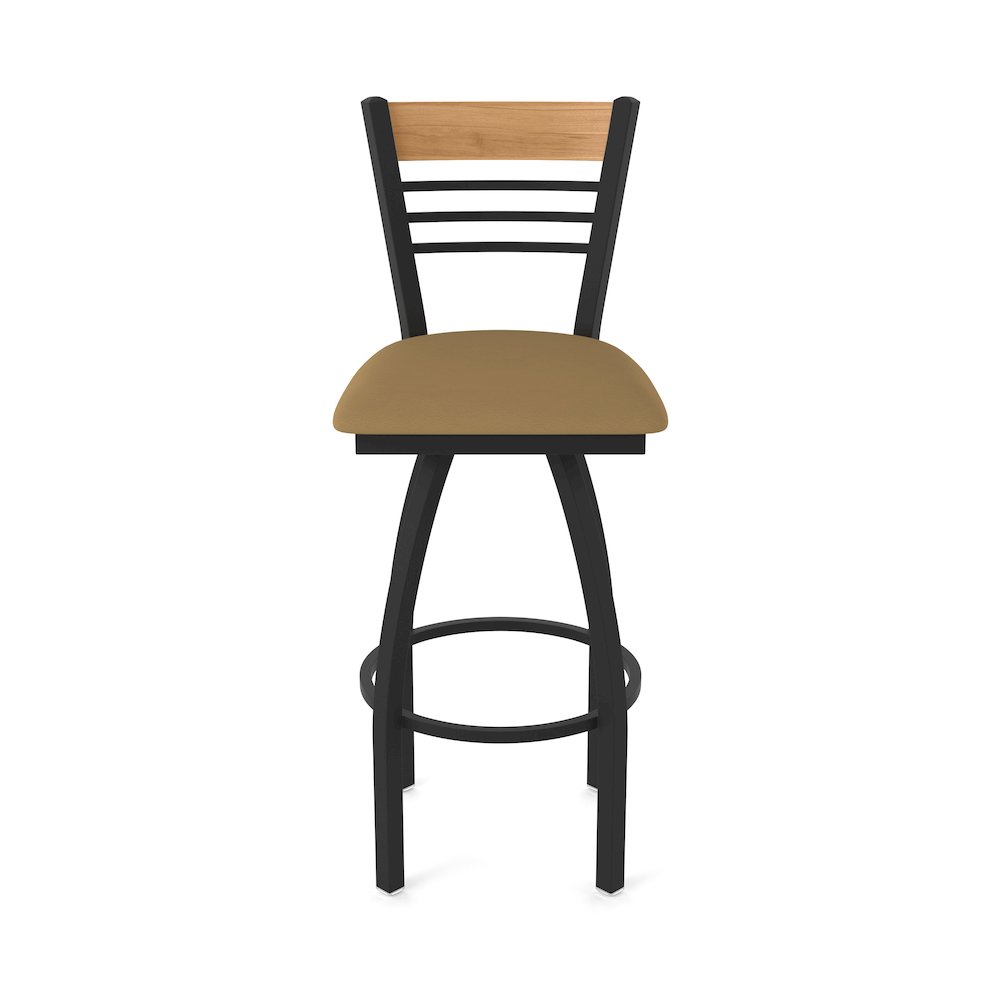 36" Swivel Extra Tall Bar Stool, Black Wrinkle Finish, Medium Back. Picture 5