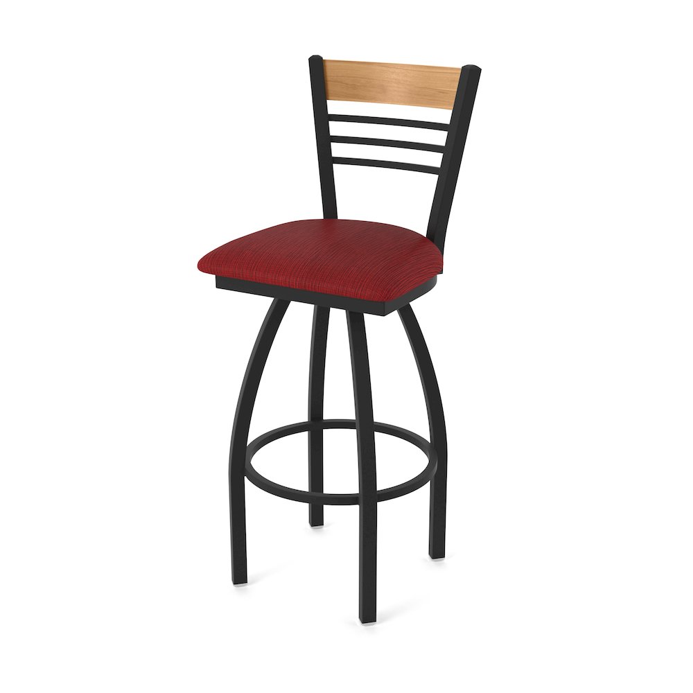 36" Swivel Extra Tall Bar Stool, Black Wrinkle Finish, Medium Back. Picture 1