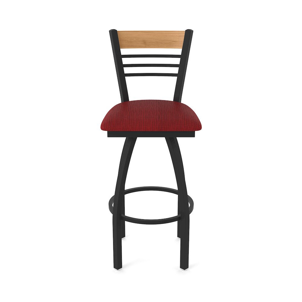 36" Swivel Extra Tall Bar Stool, Black Wrinkle Finish, Medium Back. Picture 5