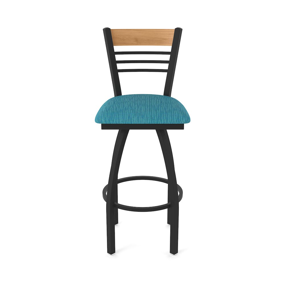 36" Swivel Extra Tall Bar Stool, Black Wrinkle Finish, Medium Back. Picture 5