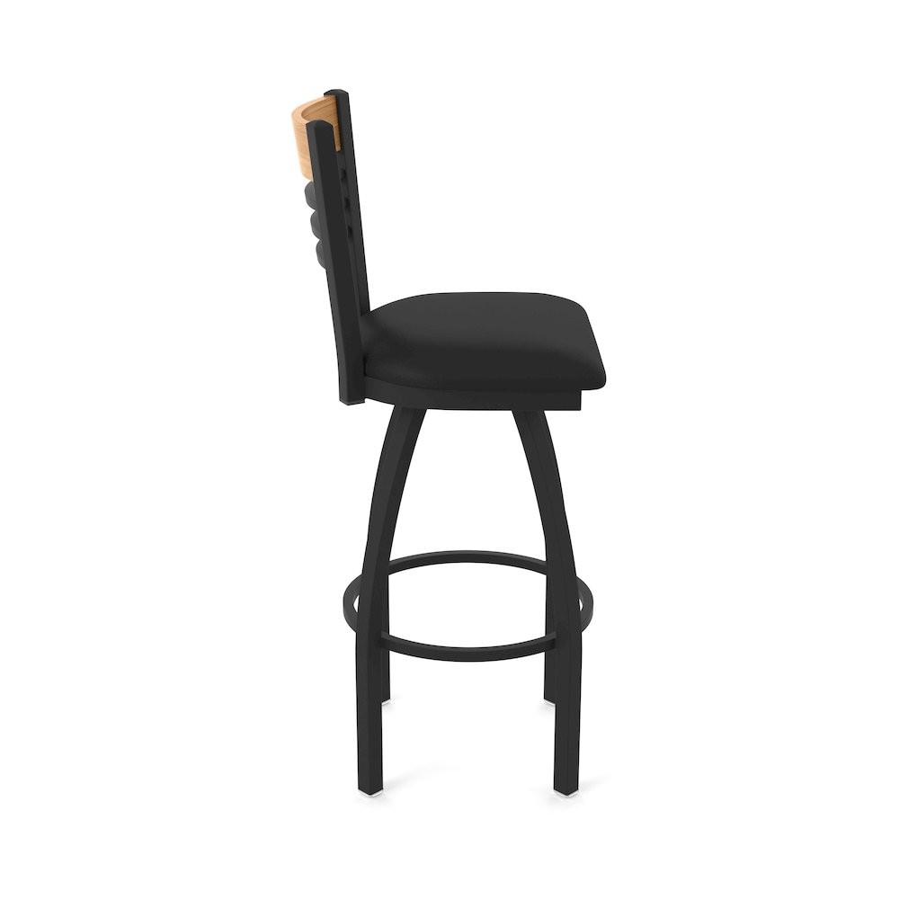 36" Swivel Extra Tall Bar Stool, Black Wrinkle Finish, Medium Back. Picture 4
