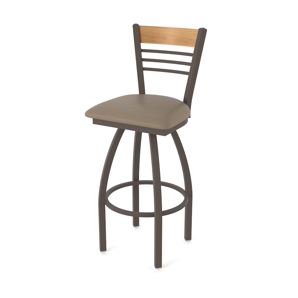 36" Swivel Extra Tall Bar Stool, Bronze Finish, Medium Back, Canter Earth Seat. Picture 1