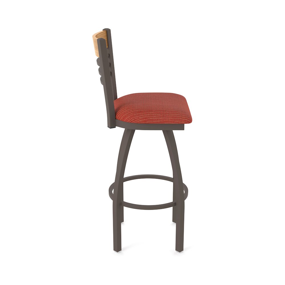 36" Swivel Extra Tall Bar Stool, Bronze Finish, Medium Back, Graph Poppy Seat. Picture 4